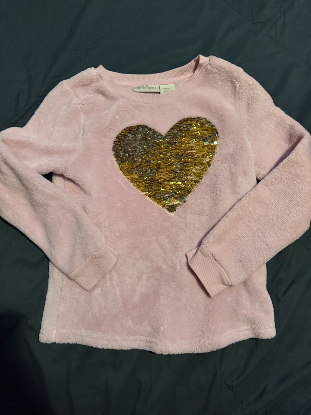 Cynthia Rowley Pink Plush Sweatshirt with Gold Logo Tag